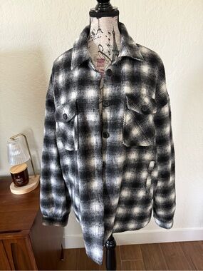 Thread & Supply Black and White Plaid Lightweight Shacket
